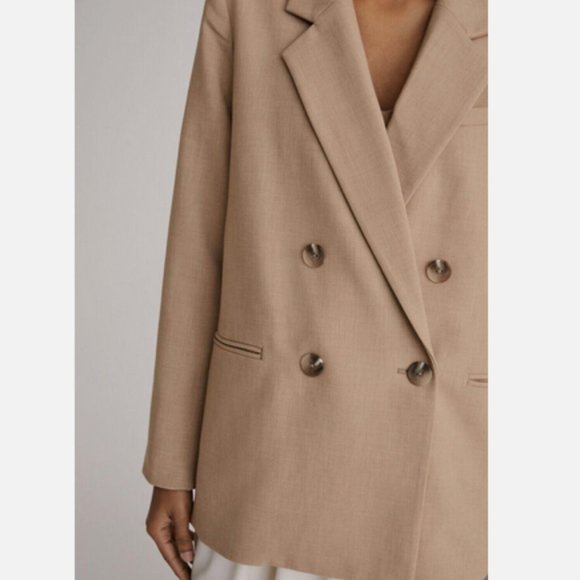 Anthropologie Maeve 8 NWT Double-Breasted Blazer Jacket Coat Beige New - Picture 8 of 11